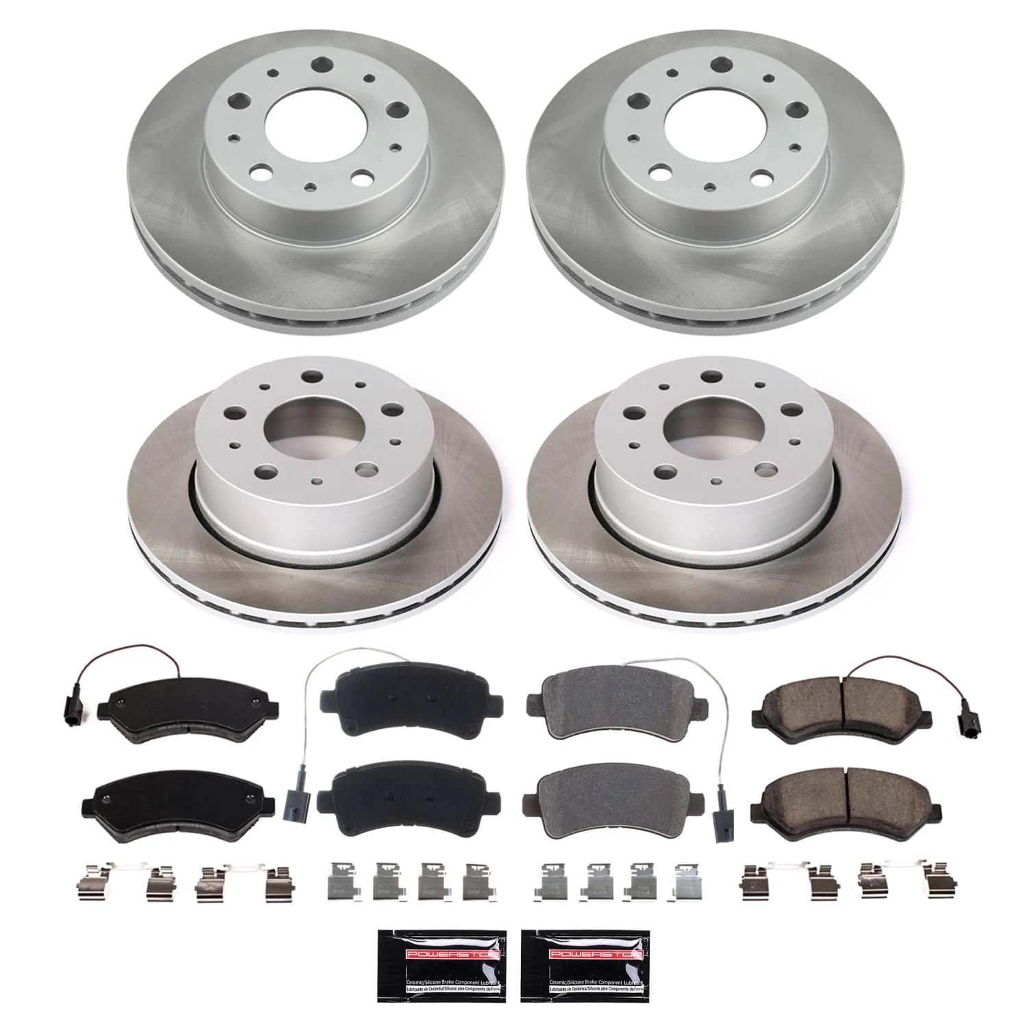 PowerStop Front and Rear Semi-Coated Rotor and Low-Dust Ceramic Brake Pad Kit SC7305