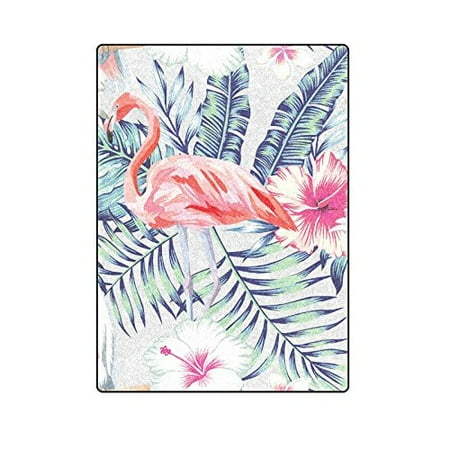 Tropical Throws CADecor Tropical Bird Pink Flamingo And Parrot Blanket Throw Super Soft Warm Bed or Couch Blanket 58x80 inches ()
