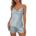 thumbnail image 2 of Xunmmm Womens Pajamas Set Satin Halter Tank Top and Short Thin Strap V Neck Two Piece Set Sleepwear Comfortable Loungewear Outfit, 2 of 7