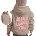 thumbnail image 4 of WRTFVZA Hoodies for Girls 10-12 Navy Blue, Jesus Loves You Hoodie Sweatshirts Girls' Fashion Clothes (Toddler, Khaki, 3-4 Years), 4 of 4