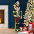 thumbnail image 2 of Haute Decor 35.4-INCH Tall Nutcracker with Fleur de Lis - Solid Resin Decorative Christmas Holiday Nutcracker - Green & Burgundy, 2 of 4