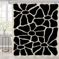 thumbnail image 2 of Black Abstract Floral Shower Curtains Grey Retro Flowers Aesthetic Art Minimalist Style Waterproof Fabric Cloth with 12 Hooks Add an Edgy yet Elegant Touch to Your Bathroom Decor (72"x72), 2 of 6