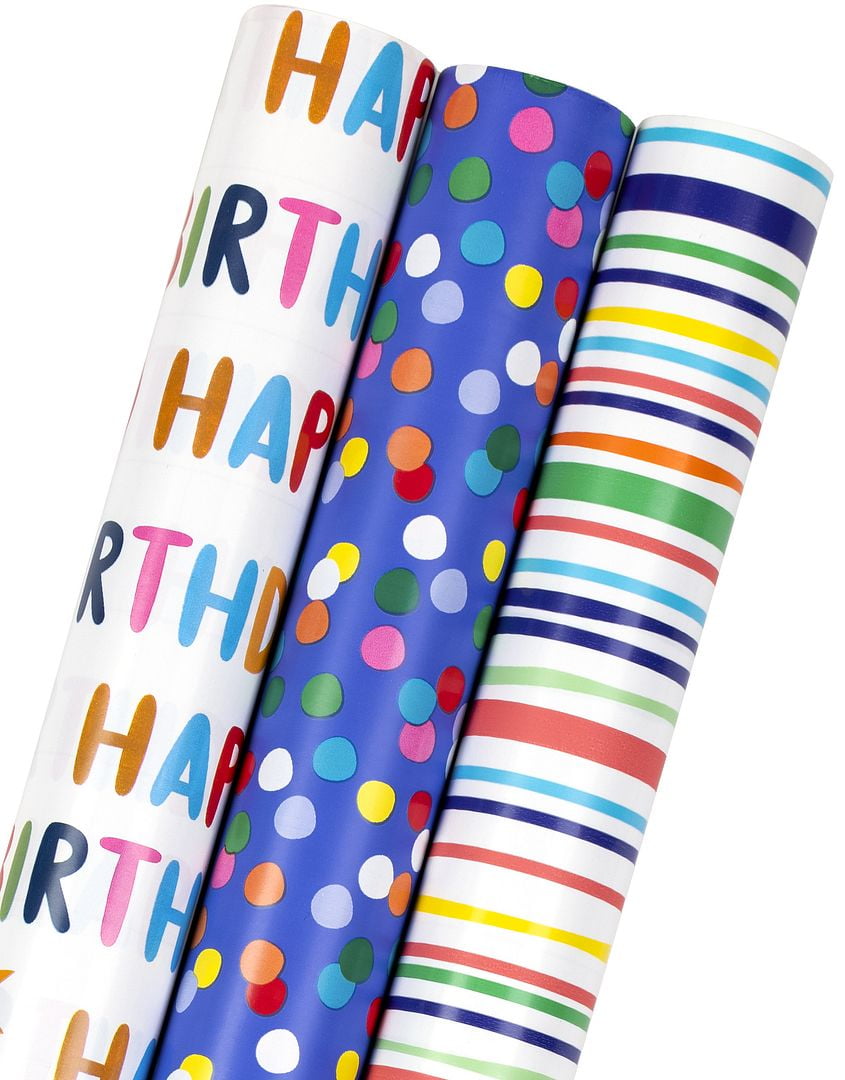 MAYPLUSS Birthday Wrapping Paper Roll Mini Roll 17 inch X 120 inch