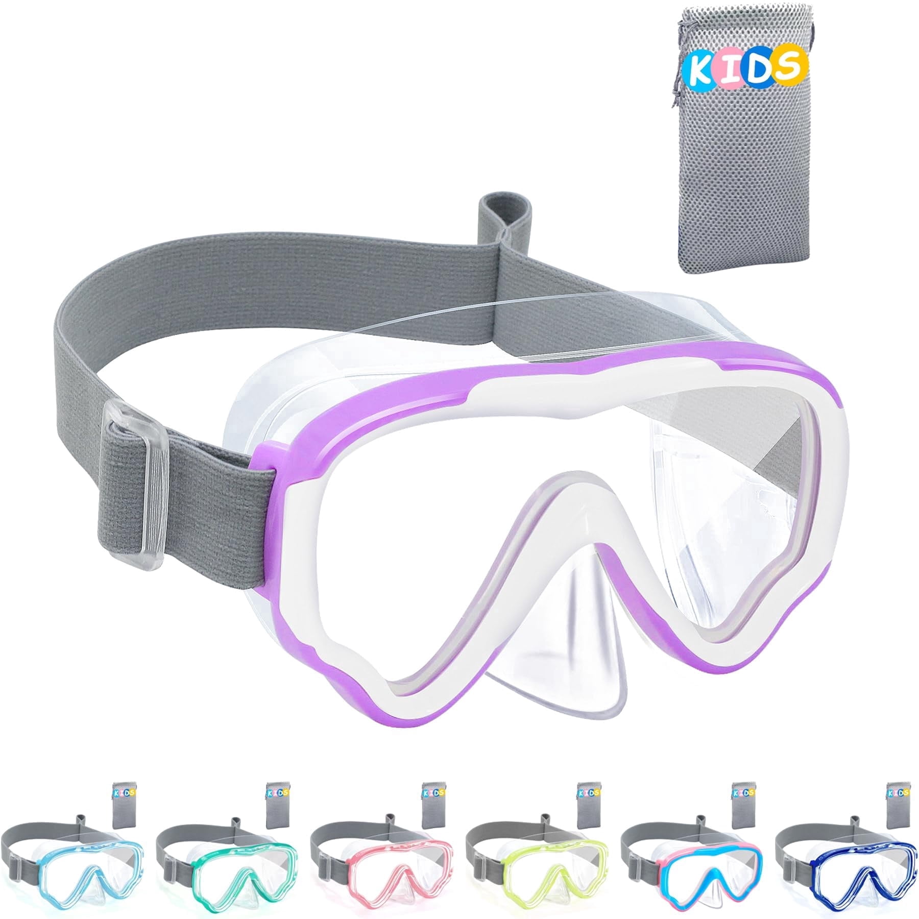 Vvinca Kids Swim Goggles with Nose Cover, Purple photo 1