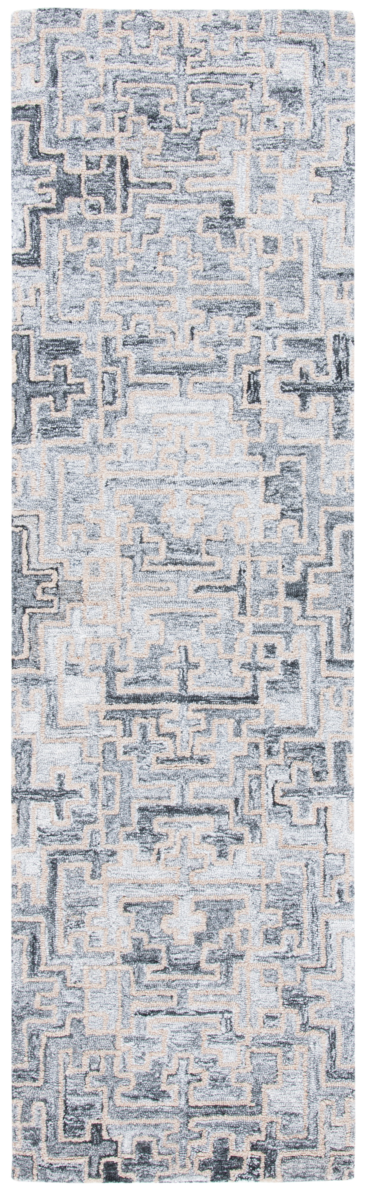 SAFAVIEH Abstract Edvin Abstract Runner Rug, Ivory/Black, 2'3" x 8'
