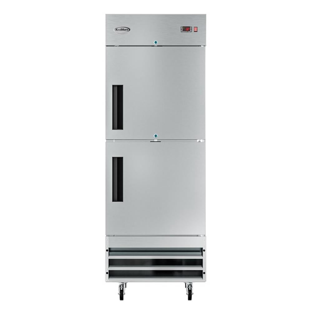 Pemberly Row Silver 28" Commercial Steel Half Door Reach-In Refrigerator