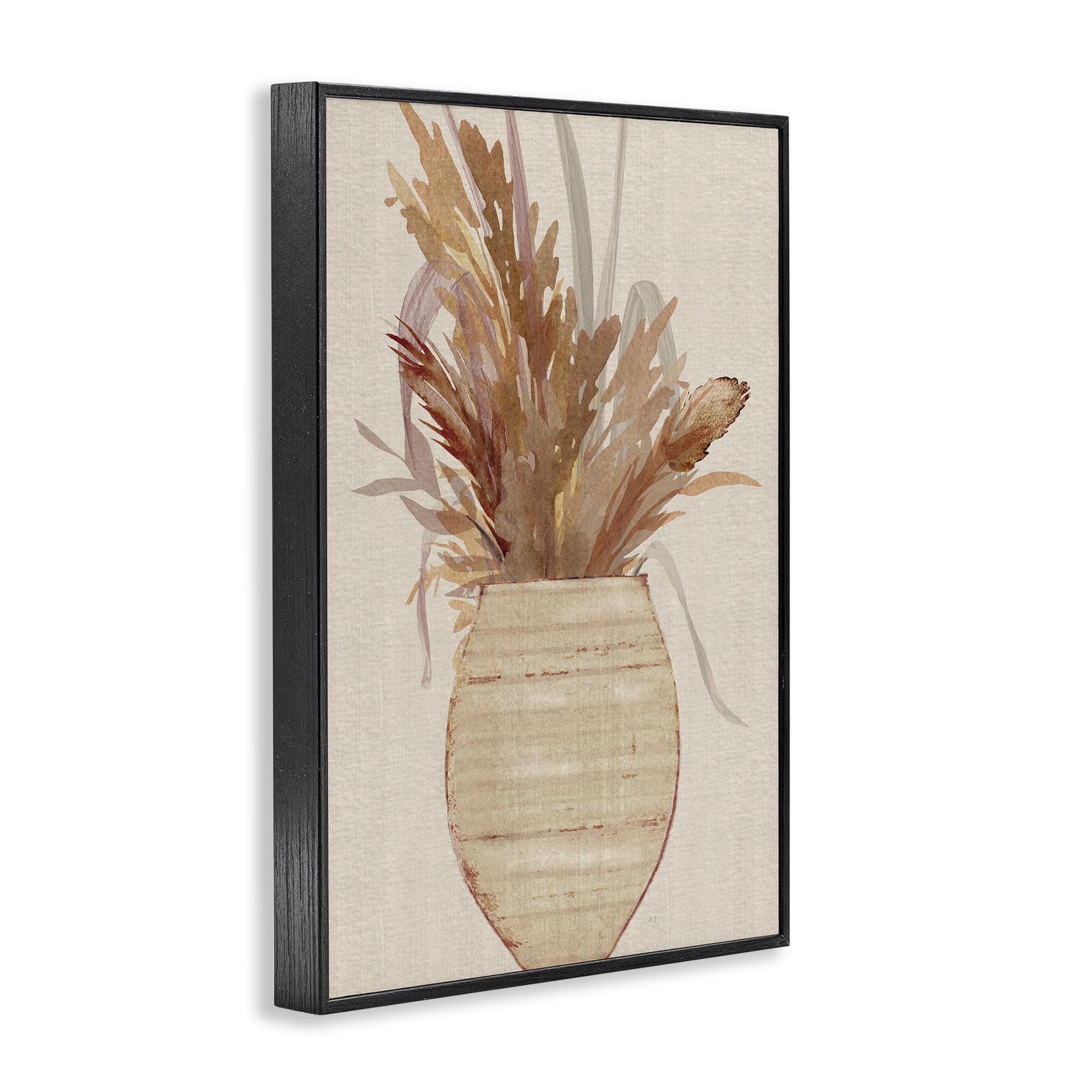 Stupell Industries Rustic Wheat & Pottery Botanical & Floral Painting Black Framed Art Print Wall Art, 12 x 18