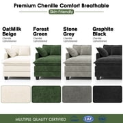 BedLuxury 111.5’’ Modular Sectional Sofa with Movable Ottomans, U Shaped Cloud Couch for Living Room, 3-Seat, Black