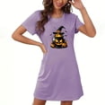 thumbnail image 2 of Meichang Halloween Dress for Women Nightgowns Pumpkin Print Sleepwear Sleep Shirt Crew Neck Short Sleeve Nightshirt Print Mini Sleepdress, 2 of 4
