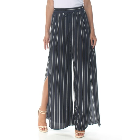 RACHEL ROY $99 Womens New 1138 Navy Striped Slitted Sheer Wide Leg Pants S B B