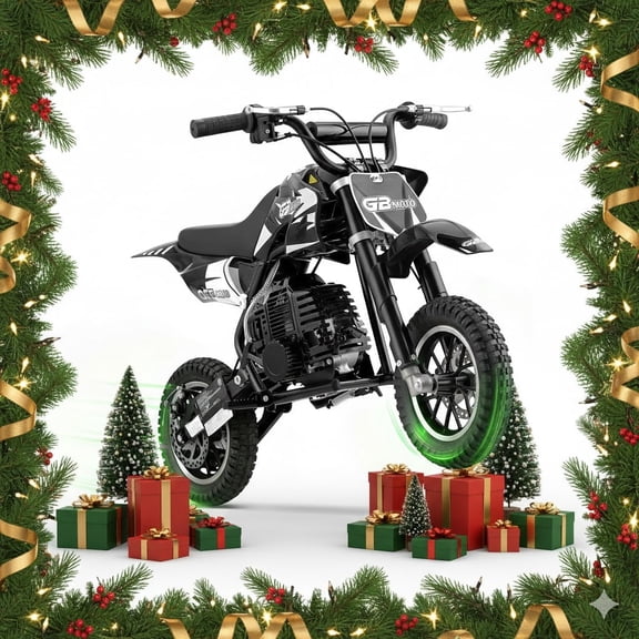 Mini Kid Dirt Bike, 49 CC 2-Stroke Gas Bike with Off-Rode Tire, Suspensions, Up to 20Mph