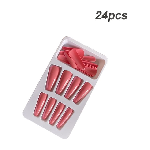 1 Set French Tip Press on Nails Simple Operation Coffin False Toe Files Glittery Stick Full Cover Ballet Style Beauty Tool DIY Decorations Type 6