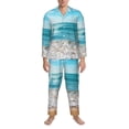 thumbnail image 3 of Fotbe Sunny Ocean Waves Pattern Long Sleeve Pajama Set for Men,Sleepwear Set,2-piece Loungewear Set,Soft PJs Comfy Nightwear with Pockets-Large, 3 of 7