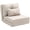 Beige, variant on Plush Wide Folding Floor Mattress: Contemporary Bean Bag Floor Sofa Bed, Foam Filling Wall Couch Sleeper, Cream White for Living Room