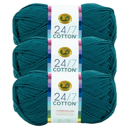 UPC: 0842093129202 | Lion Brand Yarn 24-7 Cotton Dragonfly Medium Mercerized Cotton Green Yarn 3 Pack