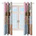thumbnail image 4 of Floral Cross Patchwork Blackout Curtains Window Drapes Room Darkening Thermal Insulated Grommets Blackout Curtains, for Living, Dining, Bedroom,2 Panels, 4 of 6