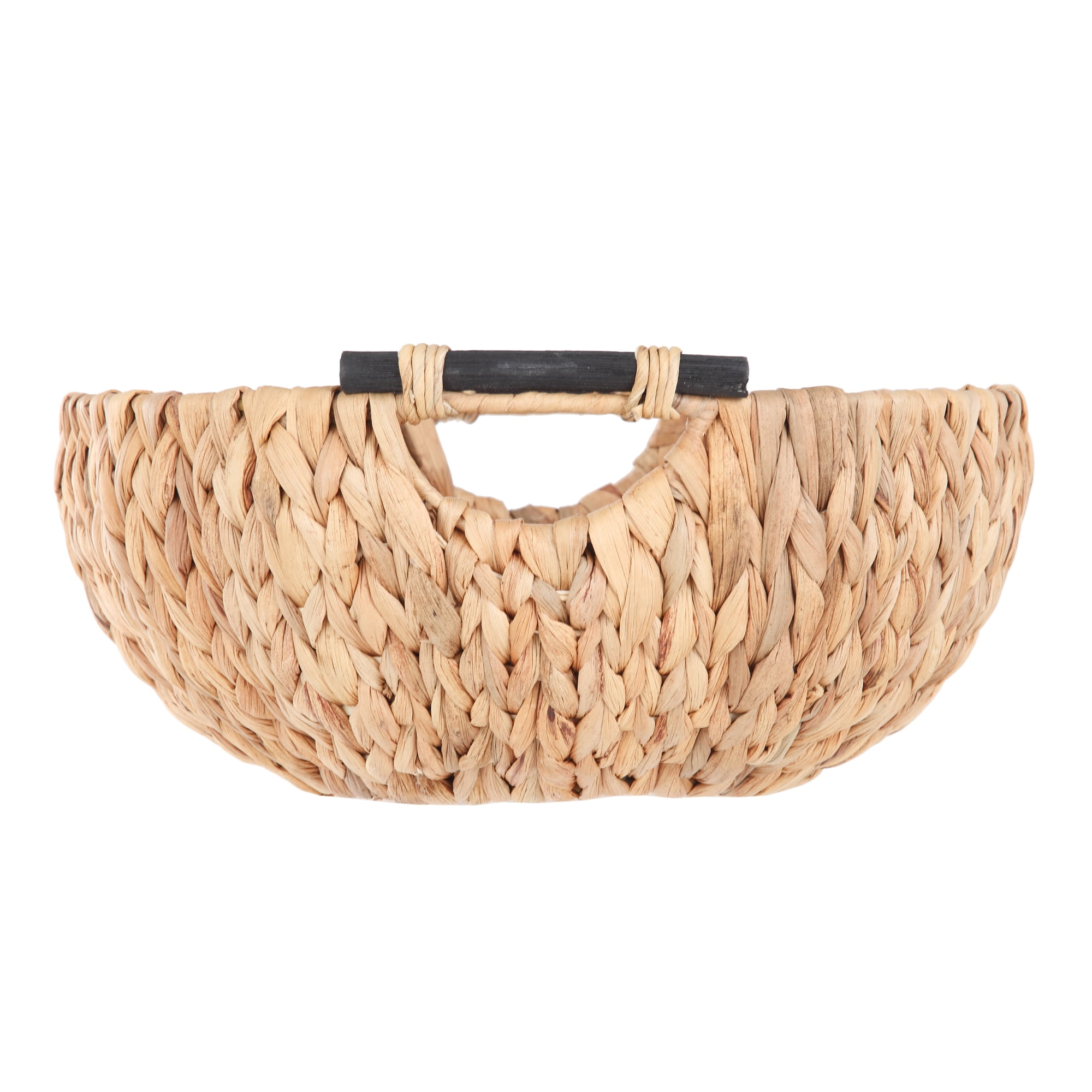 (4 pack) Better Homes & Gardens Natural Woven Water Hyacinth Decorative Bowl with Wooden Handles