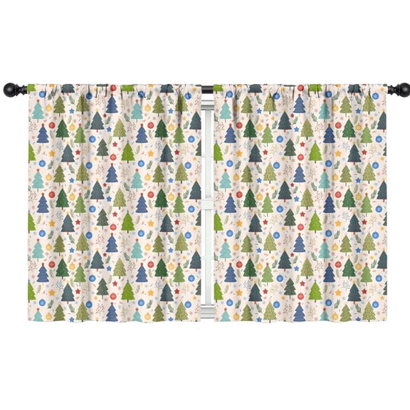 Blackout Kids Curtains,Multicolor Christmas Tree and Ornament Pattern Childrens Insulated Curtains Set Of 2,Bedroom Essentials,Toddler Room Decor 42"x54"