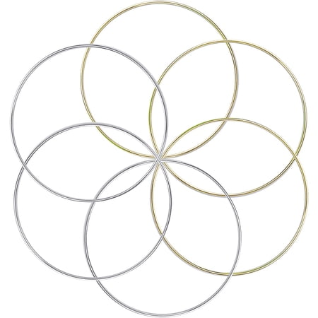 BronaGrand 6pcs Metal Rings Hoops Macrame Rings for Dream Catchers and Crafts,6 inch, Gold and Silver