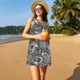 thumbnail image 3 of Vsdgher Pièces de Vélos Robes d'Été Imprimées pour Femmes Robe de Plage Décontractée Col en U Sans Manches Robe d'Été Ample avec Poche, 3 of 7