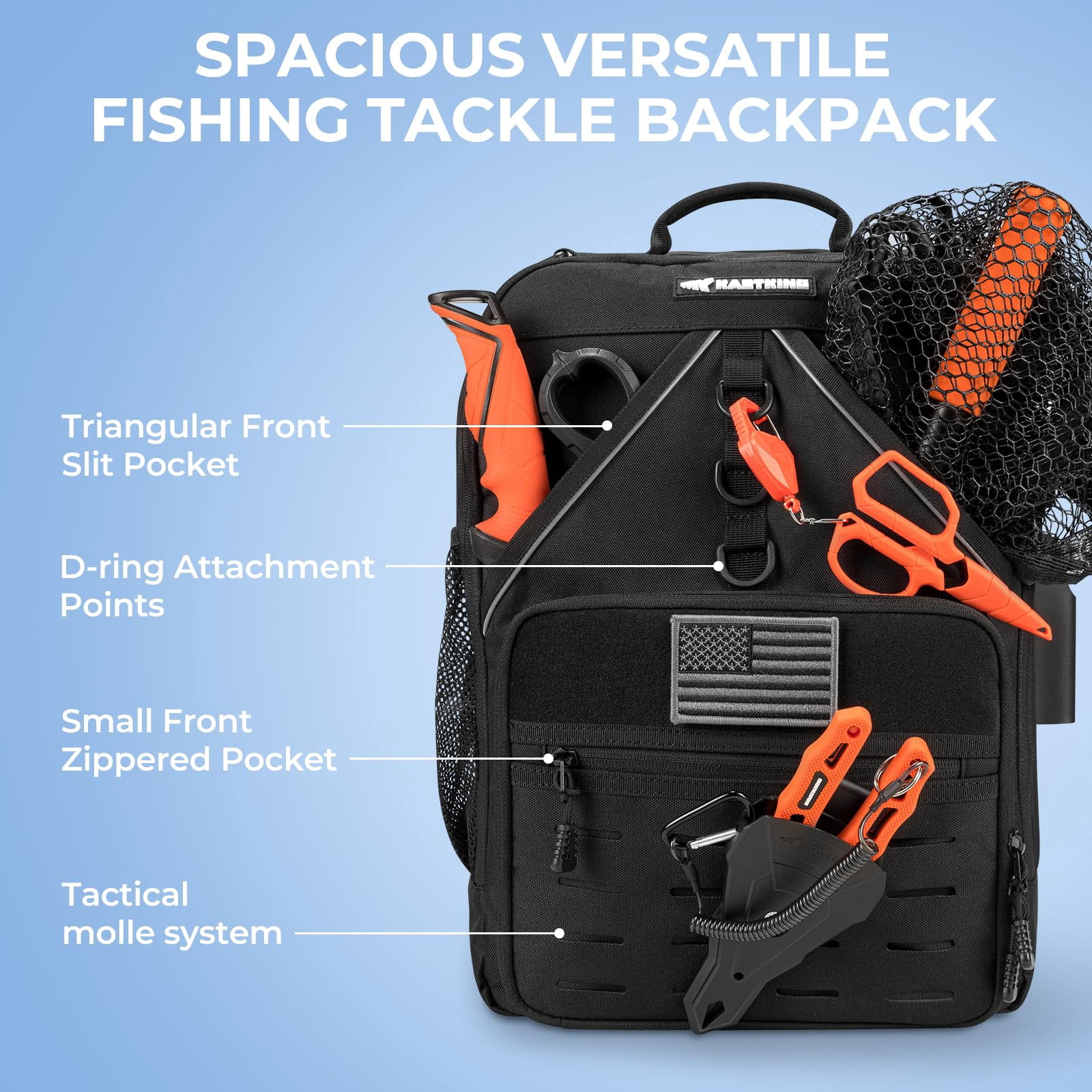 Karryall Fishing Tackle Backpack With Rod Holder 4 Boxes 40/26l Bag Storage Gear And Equipment