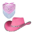 thumbnail image 3 of Sombrero de vaquero jinwen con flecos Rosa, 3 of 8