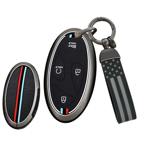 Key Fob Cover Compatible with Hyundai 5-button,Full Protection Metal and Silicone Car Key Case Fit for Hyundai Ioniq 6 Grandeur GN7 Kona Elantra 2023 2024