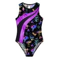 thumbnail image 3 of iiniim Gymnastics Leotard for Girls Keyhole Back Printed Shorty Unitard Ballet Tumbling Ice Skating Bodysuit Black 4, 3 of 7