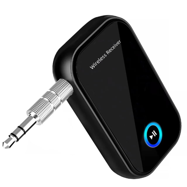 Adaptador Bluetooth para Coche, Adaptador Mini Aux Bluetooth 5.0 con Llamadas Manos Libres, Conexión Dual, Tiempo de reproducción 16H, Receptor Bluetooth para Coche, estéreo doméstico, Auriculares