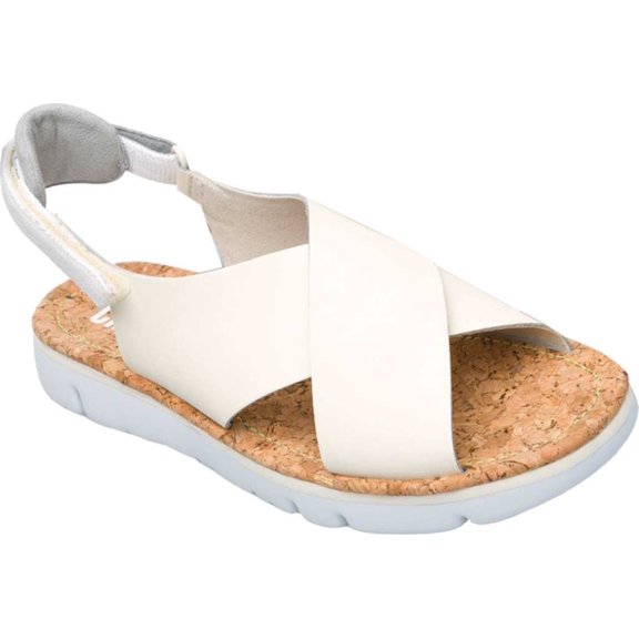 Women's Camper Oruga Platform Sandal Light Beige Full Grain Leather/Technical Fabric 41 M