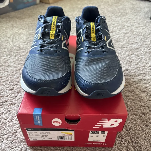 New Balance 410 V8 Trail Run Sneakers MT410NY8 Blue Grey Wide 4E Men's Size 9.5