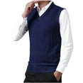 thumbnail image 5 of ibuvkizy Mens Fall Winter Sweater Vests!Men's V-neck Knitted Colorblocked Casual All-match Sleeveless Pullover Navy,M, 5 of 8