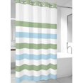 thumbnail image 4 of Sage Green Blue Striped No Hook Shower Curtain Waterproof, Bathroom Curtains with Snap in Liners and See Through Top Window, Farmhouse Sage Green Stripes Hotel Style Bathtub Curtains Shower 54"Wx78"L, 4 of 8