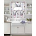 thumbnail image 3 of Easter Swag Kitchen Curtains Sets for Windows 24 Inch Length, Cute Rabbits Ears Bow Daisy Flower Watercolor Plaid Short Window Curtain Panels Swags Valances and Tiers 3 Piece Set for Cafe/Dining Room, 3 of 5