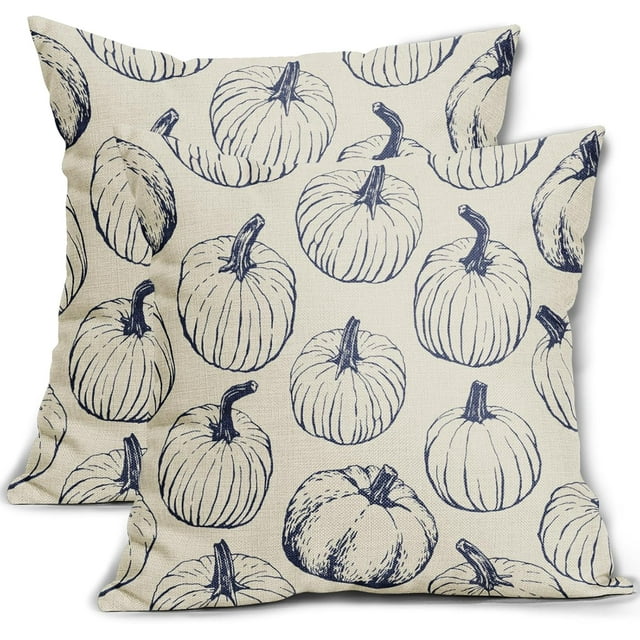 Housses de Coussin Citrouille Foncée d'Automne x Ensemble de Coussins Décoratifs à Thème Automnal Action de Grâce Récolte Imprimé Taies d'Oreiller de Style Ferme Extérieur Housse de Coussin Décor Saisonnier pour Canapé S