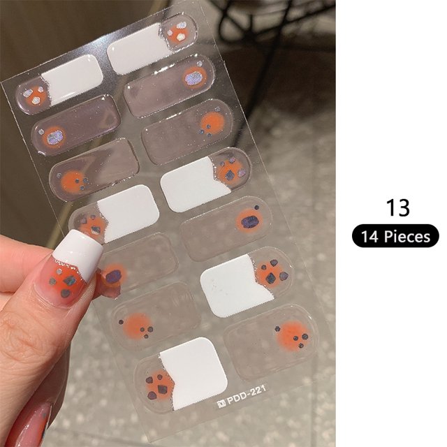 Pegatinas de uñas de cubierta completa, 14 tiras, otoño e invierno, parche de uñas, prensa en tiras de esmalte de uñas florística, bricolaje, manicura, fabricación de Arte de uñas