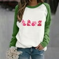 thumbnail image 5 of Gibobby Sudaderas para mujer Sudadera con capucha informal sin sombrero con cuello redondo y mangas raglán con estampado divertido del día de San Valentín para mujer 11 (Verde, M), 5 of 5