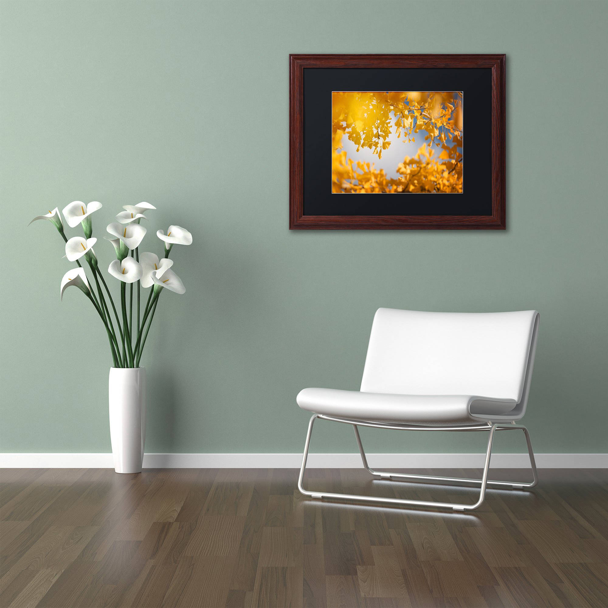 Trademark Fine Art "Ginkgophytes" Canvas Art by Philippe Sainte-Laudy Black Matte, Wood Frame