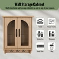thumbnail image 3 of ABBSR 24×18" Wall Mounted Bathroom Storage Cabinet, Rustic Farmhouse Brown wood Organizer Cabinet with Mesh Door, Adjustable Shelf & Hooks for Entryway, Bedroom or Living Room, 3 of 10