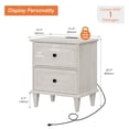 thumbnail image 2 of WAMPAT Farmhouse End Table with Charging Station, Rustic 2-Drawer Nightstand,White, 2 of 5