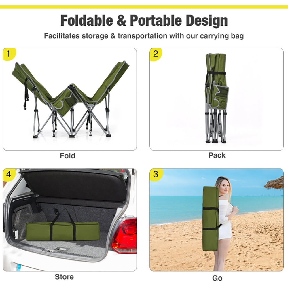Aimee Lii Folding Camping Cot with Side Storage Pocket Detachable Headrest, Folding Sleeping Cot for Camping, Green