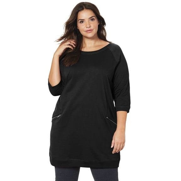 Ellos Women's French Terry Zip Pocket Tunic Tunic