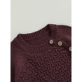 thumbnail image 6 of Wassery 2PCS Infant Baby Knit Fall Outfits for Boys Girls Solid Color Ribbed Long Sleeve Side Button Sweater Tops Knitted Pants Set Winter Warm Clothes, 6 of 9
