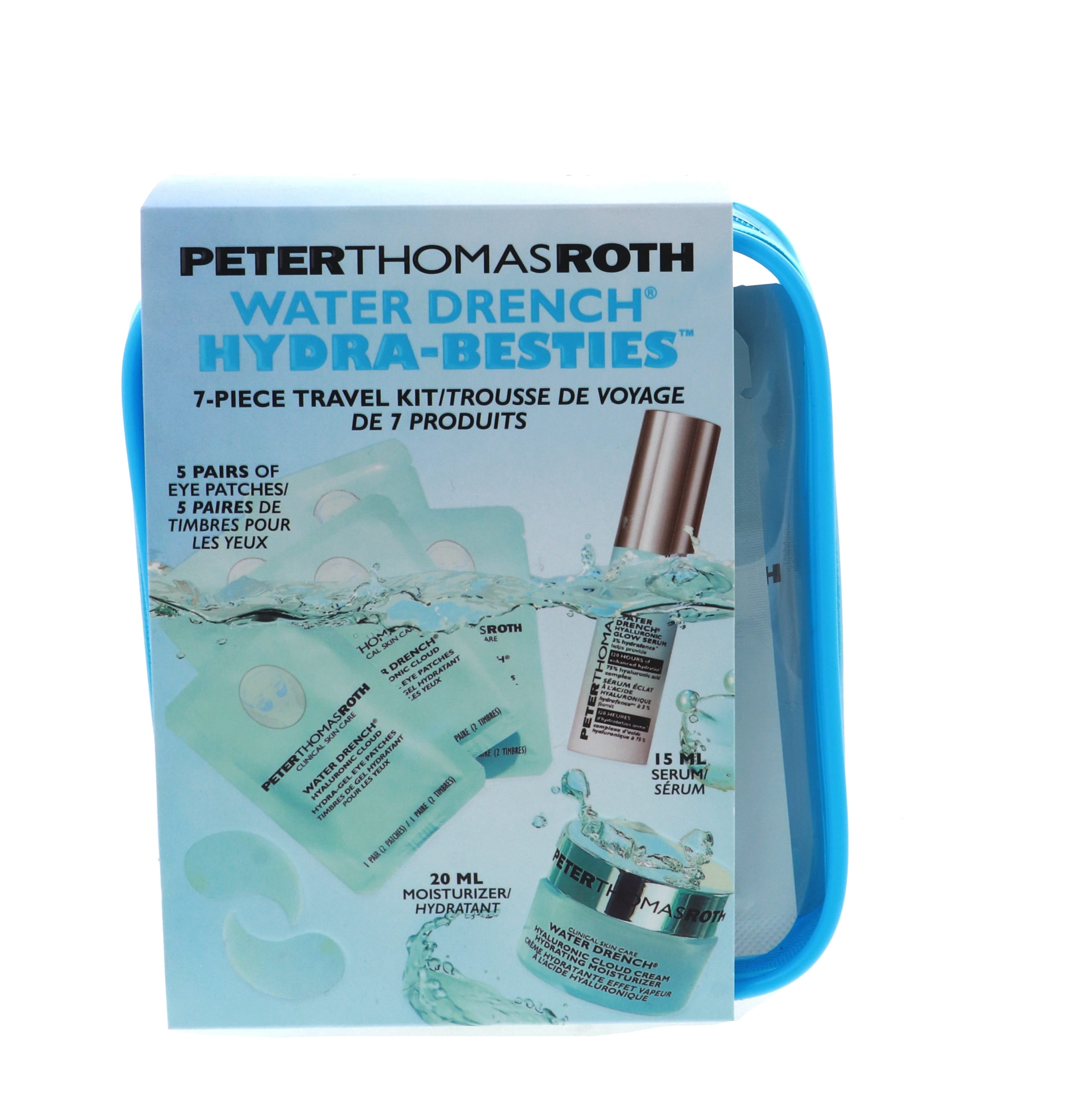 Peter Thomas Roth Water Drench Hydra-Besties Travel Kit (Hydra-Gel Eye Patches, 5 x 2 Patches, Hyaluronic Glow Serum, 0.5 oz, Hydrating Moisturizer, 0.67 oz)