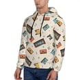 thumbnail image 3 of Kdxio Retro Vintage Tape Print Mens Casual Hooded Collar Drawstring Hoodies Pullover Sweatshirts Casual Long Sleeve Shirts-XX-Large, 3 of 7