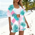 thumbnail image 4 of Mifsaly 2 Piece Sets for Women Summer Vacation Matching Outfits Tropical Print Open Front Oversized Cardigans Elastic Waist Drawstring Beach Shorts 2026 Casual Travel Fashion Clothing, 4 of 7