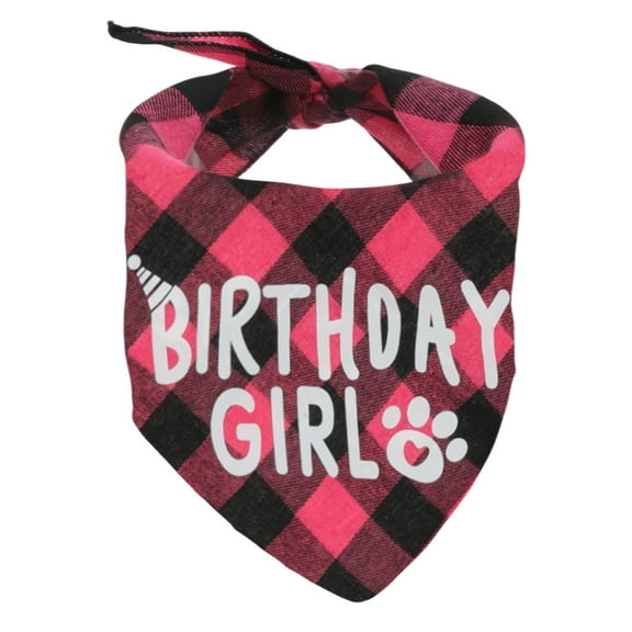 Unique Bargains Dog Birthday Bandana Cute Birthday-Girl Bandana for Small Medium Large Dogs Dog Bandanas for Birthday Party Outfit Large Rose Red