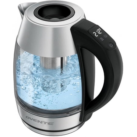 OVENTE Electric Kettle with Digital Temperature Control and Removable Tea Infuser, 1500W Water Heater, 1.7L Double-Wall Insulated Glass, Easy to Fill Lid, Keep Warm Function, and Auto Shut-Off, KD68S