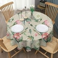 thumbnail image 3 of Pink White Floral Pattern Round Table Cloth,Wrinkle Resistant Table Cover with Polyester,Waterproof Reusable Tableclothes for Home Decor Summer Spring Picnic Dining Holiday (Round,60x60inch), 3 of 6