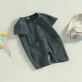 thumbnail image 3 of Infant Baby Boy Girl Summer Linen Short Sleeve Button Down Romper Jumpsuit Clothes Outfits, 3 of 8